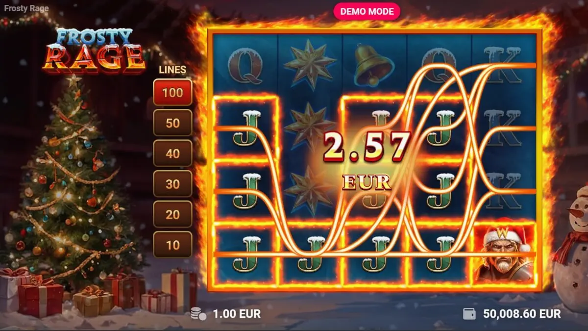 Tampilan visual slot Frosty Rage dengan tema gladiator Natal